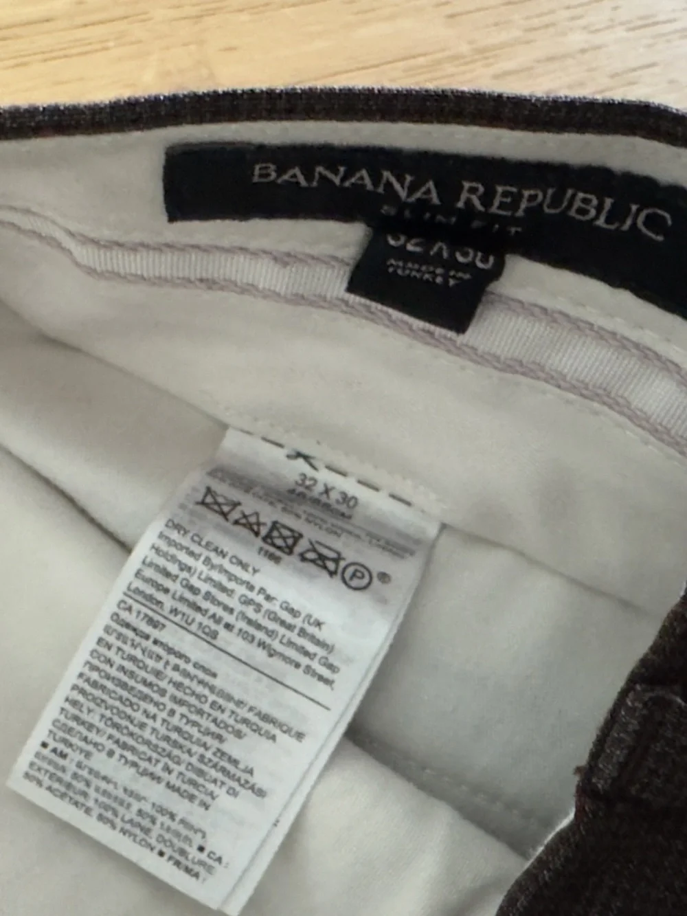 Banana Republic Men's Dress Pants - Brown Houndstooth - Wool - Size 32x30 Slim